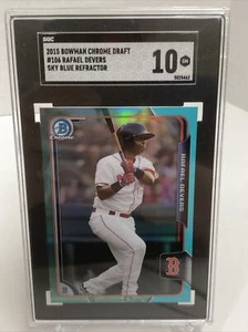 2015 Bowman Chrome Draft #106 Rafael Devers Sky Blue Ref RC SGC Grade 10 GEM MNT - Picture 1 of 2