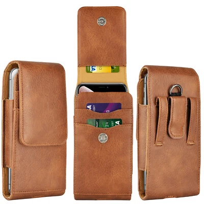 Vertical Cell Phone Holster Pouch Wallet Case With Belt Clip For iPhone Samsung - Image 1 of 4
