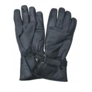Black Lightly Lined Naked Leather Motorcycle Gauntlet Gloves