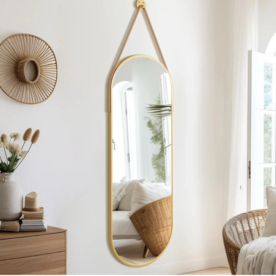 全新 West Elm 金色拱形全长波西米亚壁挂镜 - 48 x 16 — 第 1/4 张图片