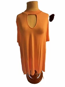 Jeanette Plus USA Boutique pfirsichfarbenes Damen Schlüsselloch Curvy Plus Tunika Top Gr. 3x - Bild 1 von 6