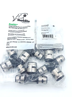 SharkBite EVOPEX 1/2" x 1/2" x 3/4" Tee PEX Push To Connect K408WP6 *Bag of 6 - Image 1 of 4