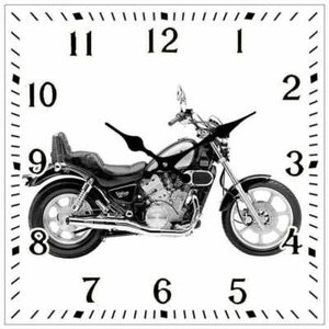 Victory Motorbike Square Glass Clock 17cm Man Cave Home Wall Mount Desk Clock - Picture 1 of 1
