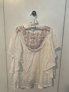 Jessica Simpson Girls White Shirt With Stitching Detail Size S - Picture 1 of 3