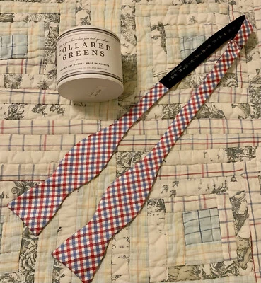 NUEVA Pajarita de Seda Verde Cuello “Mitchell” Rojo Azul Cuadros Seda EE. UU. Ole Miss Foto 1 de 4