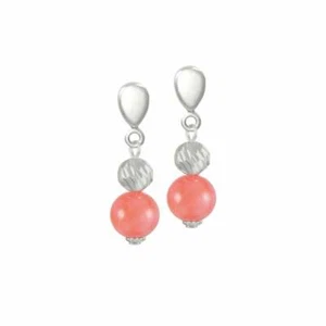 Pendientes Debutante Coral Rosa Tono Plata Gota Tornillo Trasero Clip - Imagen 1 de 3