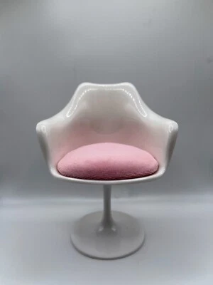 1:6比例微型郁金香椅MCM设计师中世纪现代娃娃屋-粉红色 — 第 1/4 张图片