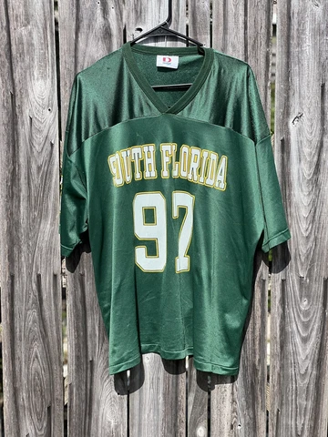 Vintage USF South Florida Bulls Green Dodger 97 Football Jersey Size Large Cover