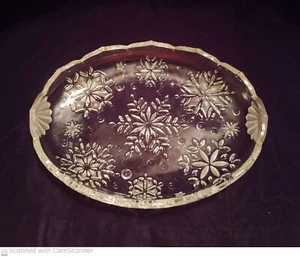 Vintage Mikasa Snowflake Crystal Glass Oval Serving Candy Dish Shallow Platter - Picture 1 of 3