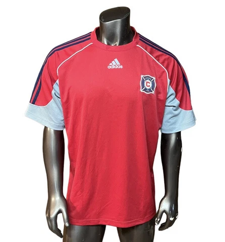 Vintage Adidas MLS Chicago Fire FC Soccer Jersey Red Home Men's XL NWT Cover