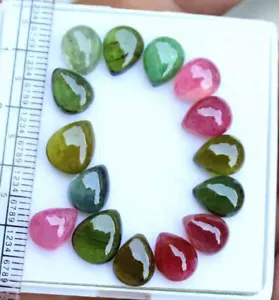 28.40 Ct 100% Natural Multi Color Tourmaline Pear Cabochon Loose Gemstone - Picture 1 of 5