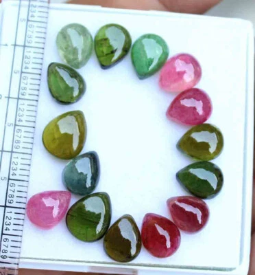 28.40 Ct 100% Natural Multi Color Tourmaline Pear Cabochon Loose Gemstone - Image 1 of 4
