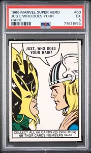 1966 Donruss Marvel Super Heroes #60 Who Does Your Hair? THOR HELA PSA 5 EX - Picture 1 of 2