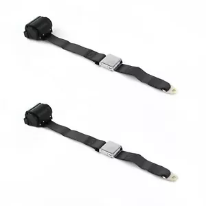 Ford 1928 - 1931 Model A Airplane 2pt Black Retractable Bucket Seat Belt Kit - - Picture 1 of 1