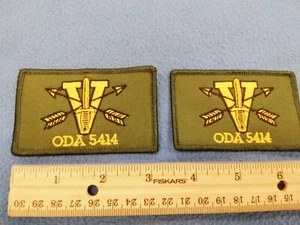 PAIR OF -  Special Forces - ODA 5414 PATCHES - GREEN - HOOK BACKS - NEW - Picture 1 of 3