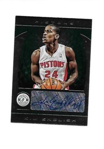 2013-14 PANINI TOTALLY CERTIFIED Autographs Green KIM ENGLISH (Pistons) #1/5