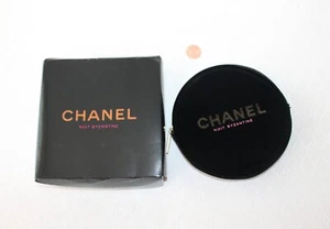New Black Velour Cosmetic Makeup Bag Round Pouch in Box - Picture 1 of 7