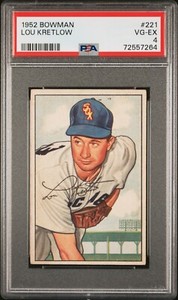 PSA 4 VG EX 1952 BOWMAN LOU KRETLOW #221 WHITE SOX 57264 SD272