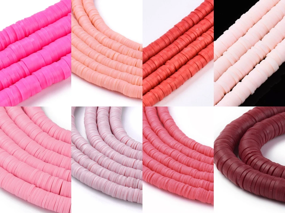 Heishi Katsuki Perlen 6mm Perlen Strang rot rosa pink Scheiben Polymer Clay - Bild 1 von 1