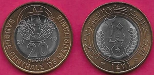 MAURITANIA 20 OUGUIYA 2010 UNC STAR AND CRESCENT DIVIDE SPRIGS WITH LEGEND BELOW - Picture 1 of 1