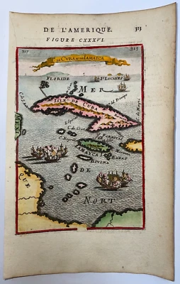 CUBA JAMAICA FLORIDA 1683 ALAIN MANESSON MAZO MAPA ANTIGUO EDICIÓN FRANCESA Foto 1 de 3