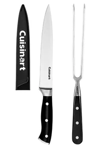 3 Pc Cuisinart Forged Carving Knife & Fork Set High Carbon Stainless Steel - NEW - Picture 1 of 7