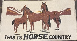 70er Jahre This is Horse Country Überwurf Decke Ranch Hütte Wandbehang 23x41 Reitsport - Bild 1 von 9