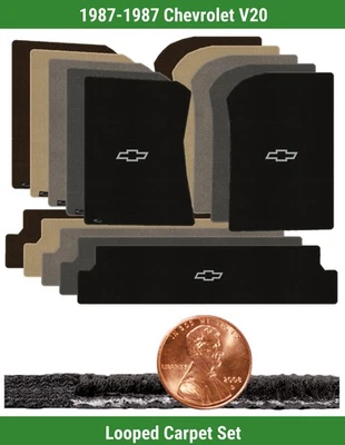 Juego de alfombrillas clásicas personalizadas para Chevrolet V20 1987 con logotipo (3 piezas) #F91 Foto 1 de 4