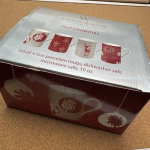 Waechtersbach "Red Christmas" 4-Piece Porcelain Mug Set - 10oz, Mint Condition - Picture 1 of 6