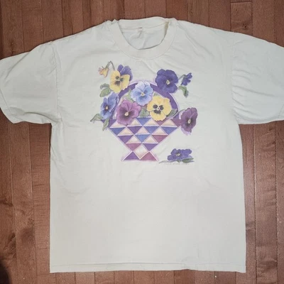 Camiseta De Colección 1997 PA Artista Amish Holandesa Susie Riehl Pensamiento Floral Talla XL Foto 1 de 4