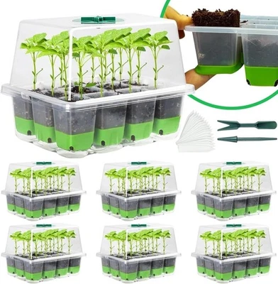 6Pcs Silicone Seed Starter Trays, 72 Cells Reusable Seed Propagator Trays Heavy - image 1 of 4