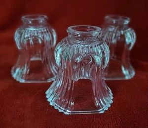 3 Vtg Clear Octagon Ribbed Glass Ceiling Fan Chandelier Wall Sconce Lamp Shades - Picture 1 of 8
