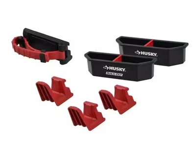 Husky Build-Out 6 Pc Modular Tool Storage Set Bins Hooks Utility Strap Durable - Image 1 of 4