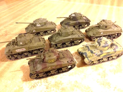 Lote de 7 tanques de luciérnaga Dragon 1:72 Segunda Guerra Mundial EE. UU. Sherman Thunderbolt Cast Hull 76 mm Foto 1 de 4