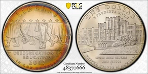 2007 P__TONED__MS 68__ Desegregation Commemorative Dollar__Silver, PCGS - Picture 1 of 3