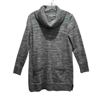 Eight Eight Eight Gray White Black Variegated Cotton Cowl Neck Sweater - Small - Image 1 of 4