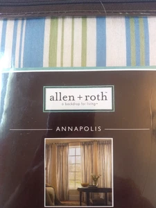 Allen + Roth Annapolis Par de Paneles Top Imitación Seda Azul Rayas 50x84 Nuevo - Imagen 1 de 5