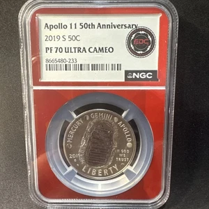 2019-S Apollo 11 50th Anniversary Half Dollar NGC PF70 Ultra Cameo Red Label! - Picture 1 of 5