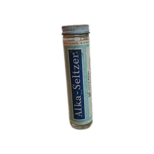 Vintage c.1950s Alka-Seltzer Tablets Glass Bottle Metal Screw Lid 5.5” - Picture 1 of 5
