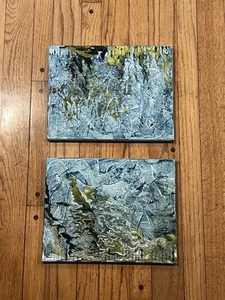 Original 2 Stück Lana Liddy Lapadura Signiert Eis Abstrakt Acryl auf Leinwand Wandbild - Bild 1 von 13