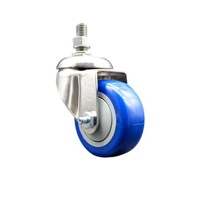 3 Inch 316SS Blue Polyurethane Wheel Swivel ½ Inch Threaded Stem Caster SCC - Picture 1 of 4
