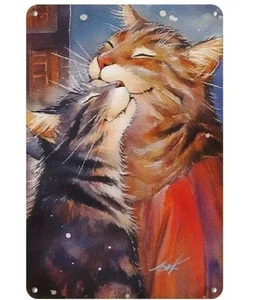 Retro Metall Katze Blechschild 8x12 | Romantisch Küssende Katzen Wandbild Wohndeko Geschenk - Bild 1 von 7