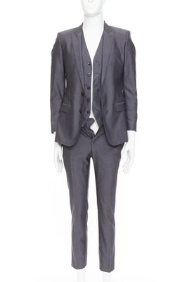 DOLCE GABBANA Martini grey wool silk single breast full canvas 3 pc suit IT44 XS - Image 1 of 4