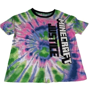 Girls Justice Minecraft Pixilated Rainbow  Video Game T-Shirt Small 7/8 tie dye - Picture 1 of 10