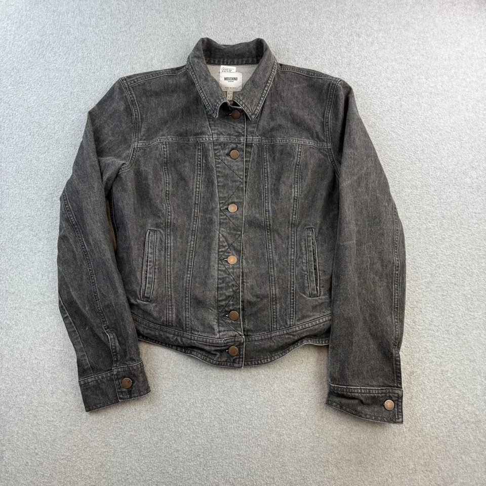 Moschino Jeans Jacket Womens Medium Black Denim Button Up Made Italy - Image 1 of 4