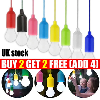 ACESOME Portable LED Bulb Light On Rope Reading Lamp Battery Operated Pull Cord Hanging