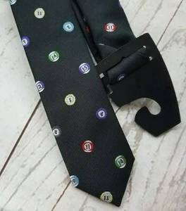 New Mens Necktie Slim Black Pool Ball Embroidered Billiards Balls Triad Brand - Picture 1 of 5