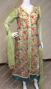 Vestido de novia de diseñador bordado de fiesta Salwar Kameez de perla paquistaní L - Imagen 1 de 12