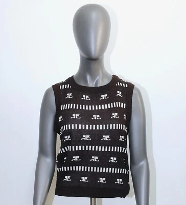 Vintage 1970s Brown Mesh Tank Top COURREGES Paris Size S/M Made in France - Image 1 of 4