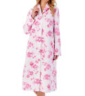 Slenderella Ladies Floral Dressing Gown Button Front Mock Quilt Housecoat Robe